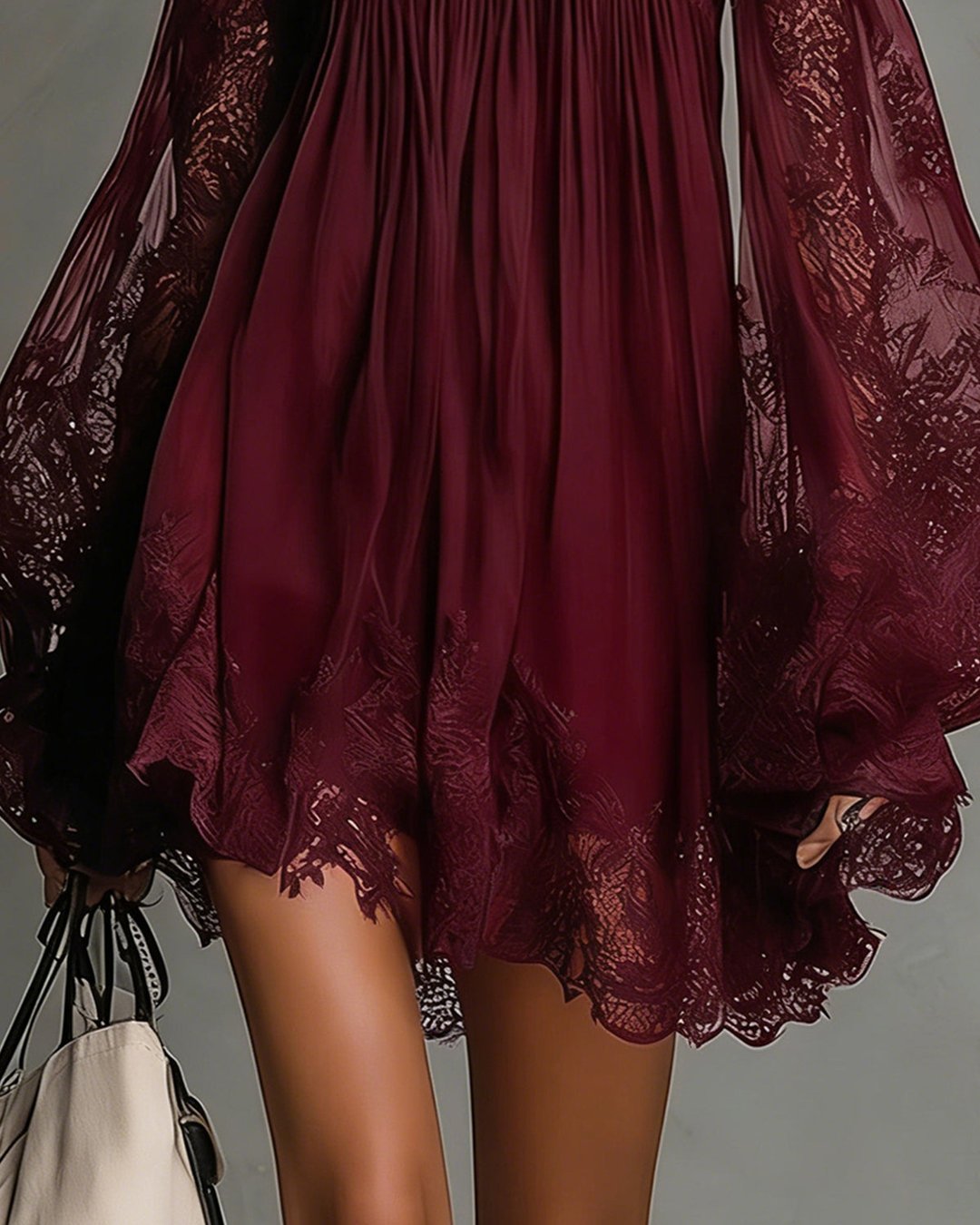 Persephonie | Women's Navy Lace Chiffon Mini Dress
