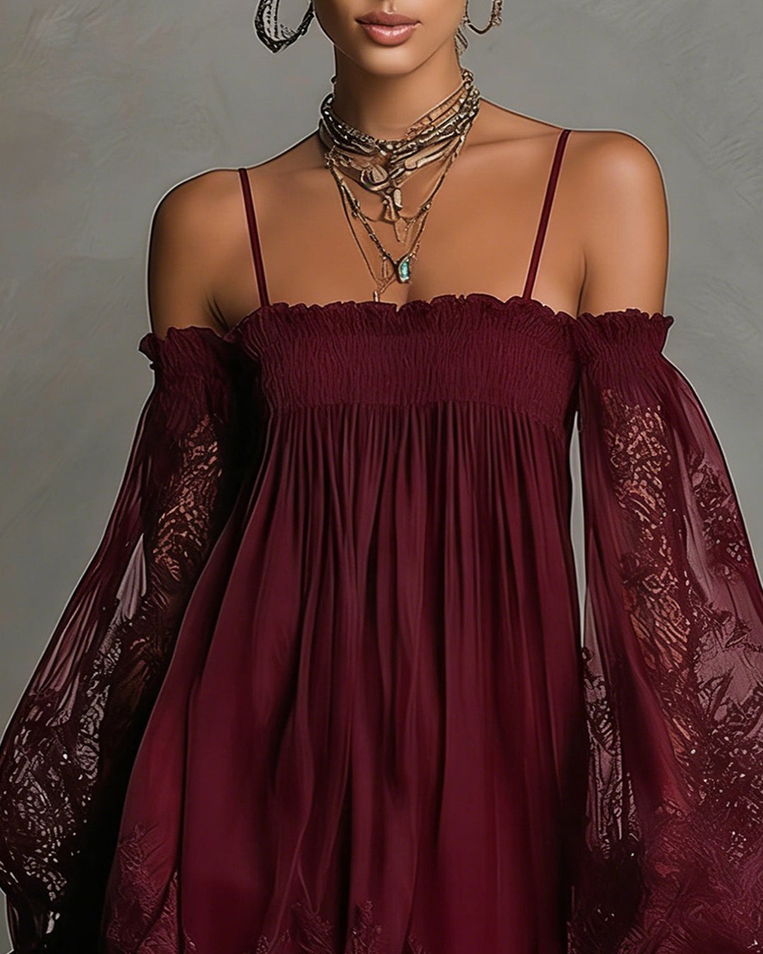 Persephonie | Women's Navy Lace Chiffon Mini Dress