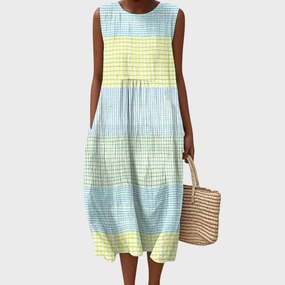Ashlee | Women's Printed Everyday Summer Dress in Blue and Multicolour