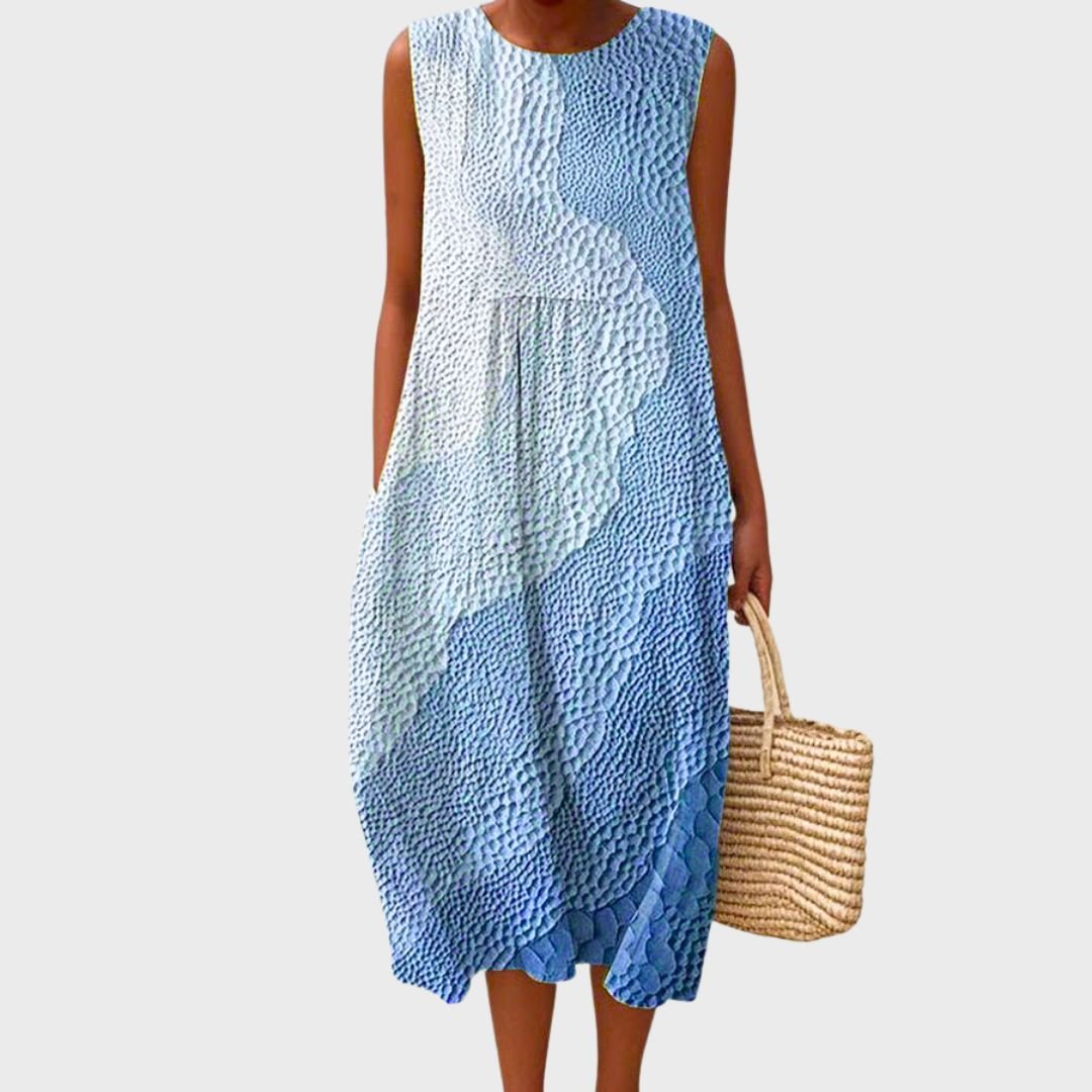 Ashlee | Women's Printed Everyday Summer Dress in Blue and Multicolour