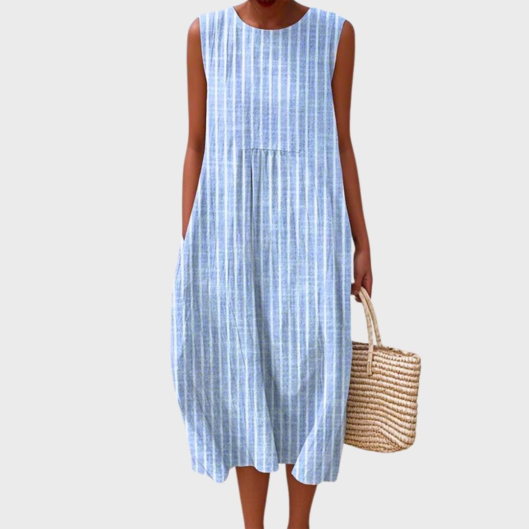 Ashlee | Women's Printed Everyday Summer Dress in Blue and Multicolour