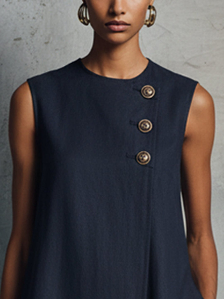 Oliva | Women's Asymmetric Button-Front Mini Dress