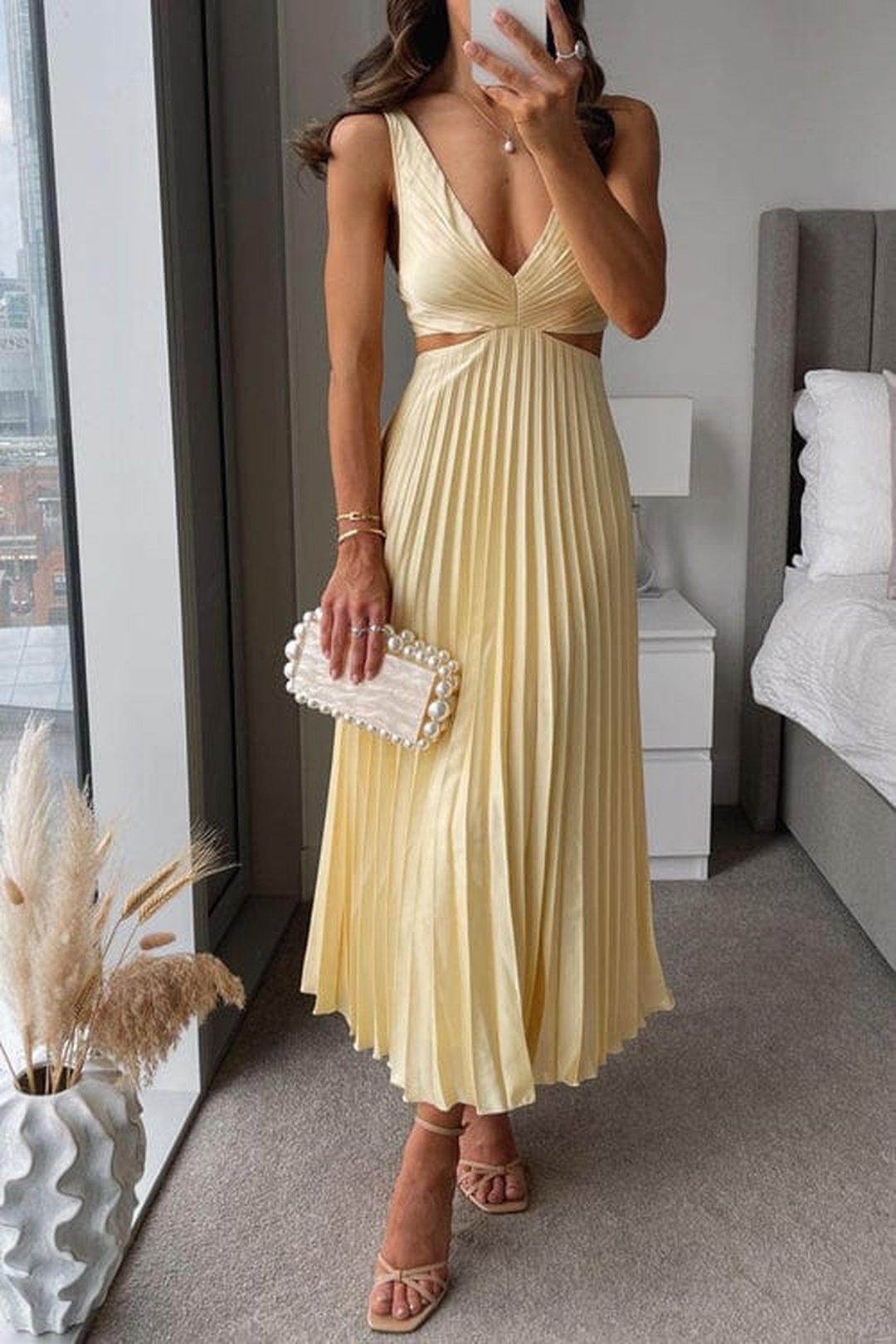 Shelly | Women's Pleated Satin-Look Midi Dress in 6 Colours