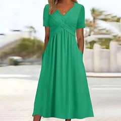 Verena | Women's Flattering Everyday Dress in Green and 4 Colours