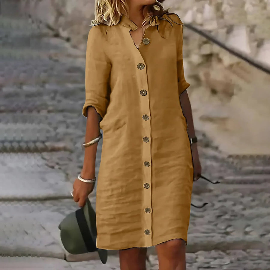 Vita | Women's Khaki Shirt Midi Dress in 8 Colours