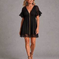 Téa | Women's Lace Mini Dress with Zip Front