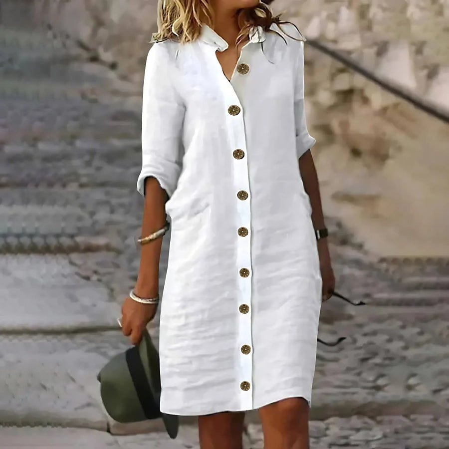 Vita | Women's Khaki Shirt Midi Dress in 8 Colours