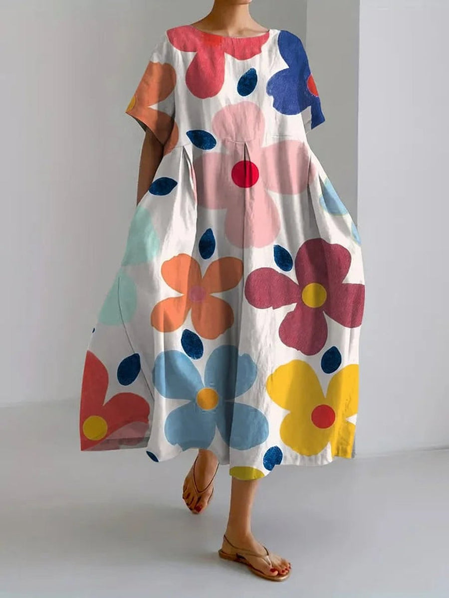 Magdalena | Women's Hand-Painted Floral Dress in 4 Colours