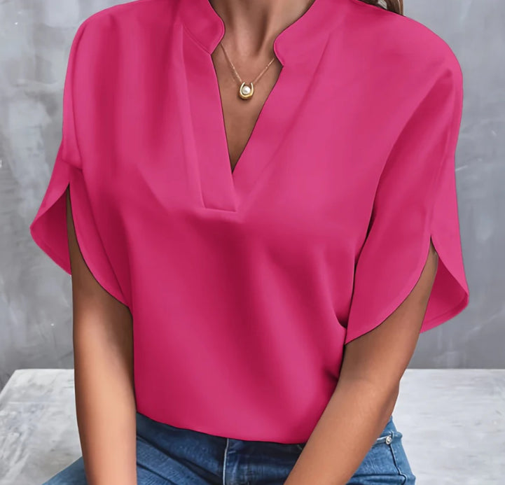Lily Jones | Women's Flowing Chiffon V-Neck Blouse