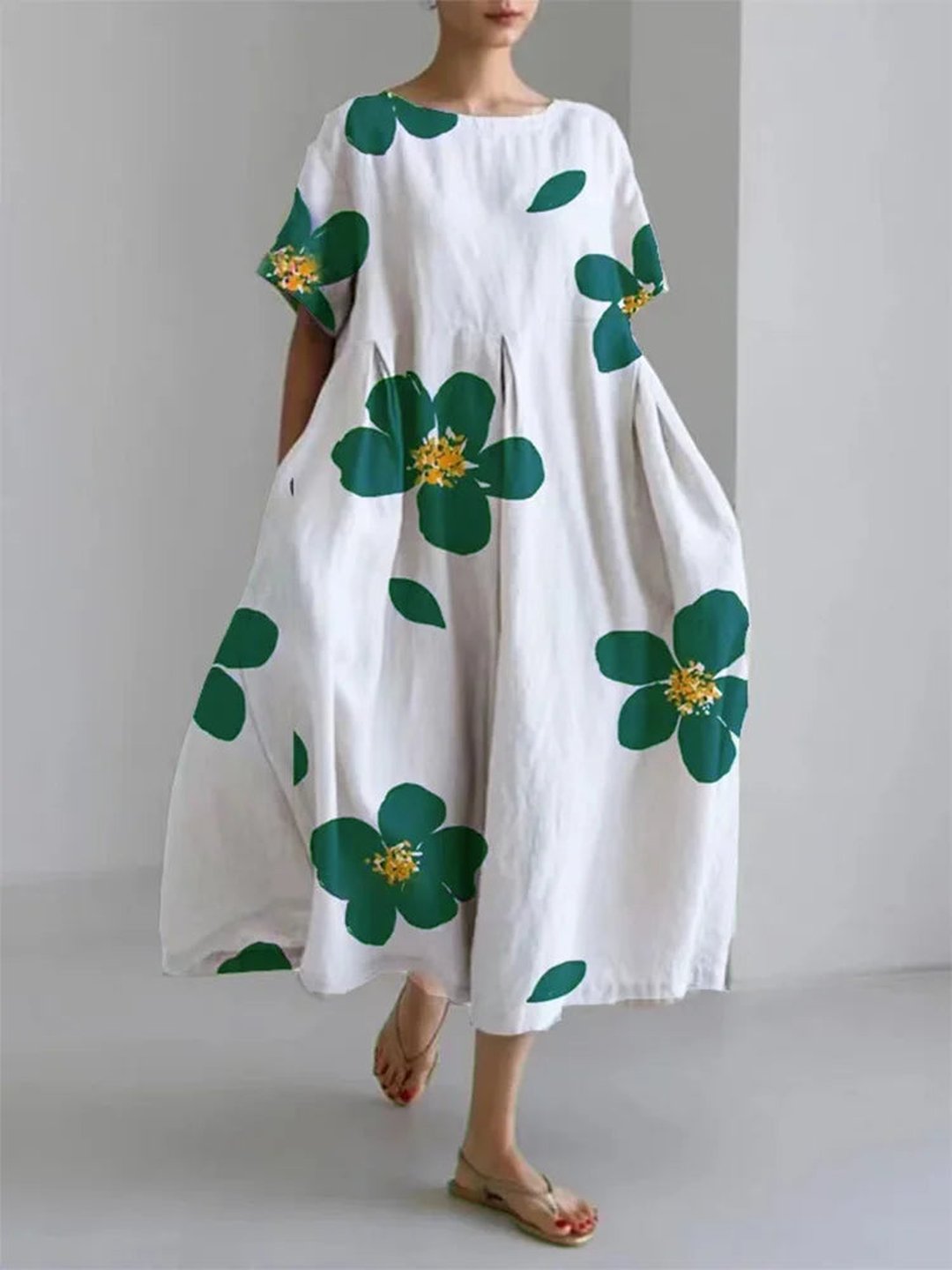 Lilia | Women's Emerald Floral Midi Dress