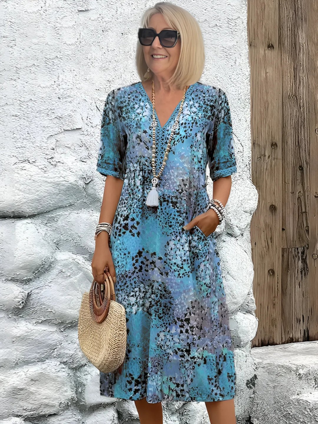 Gail | Women's Mid-Length Dress in Sandy Beige and 4 Colours