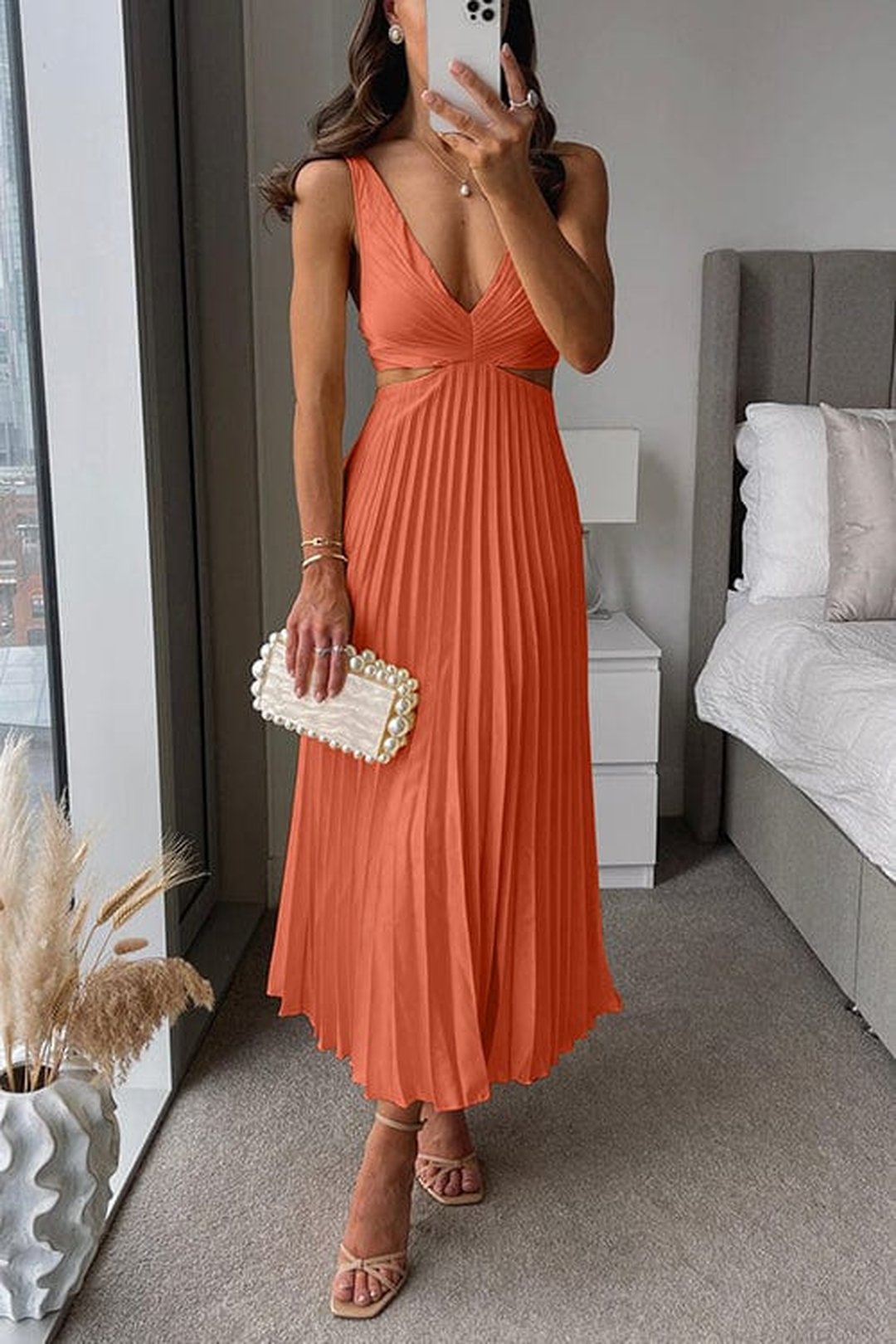 Shelly | Women's Pleated Satin-Look Midi Dress in 6 Colours