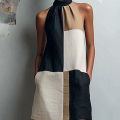 Dagmar | Women's Colour Block Halter Mini Dress
