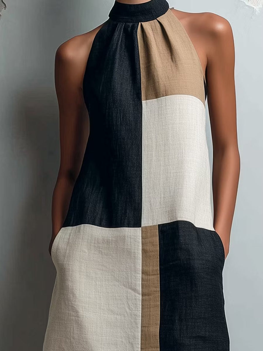 Dagmar | Women's Colour Block Halter Mini Dress