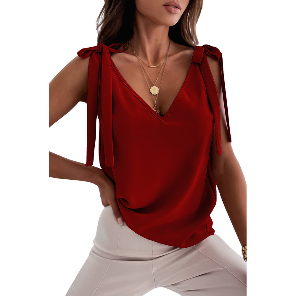 Freya Bennett | Women's Bow Tie-Up V-Neck Cami Top