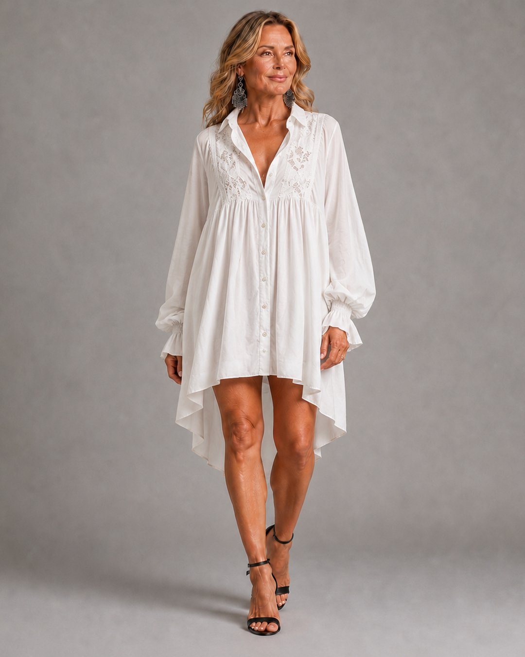Dorina | Women's Lace Detail Shirt Mini Dress