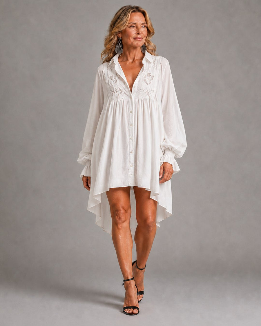 Dorina | Women's Lace Detail Shirt Mini Dress