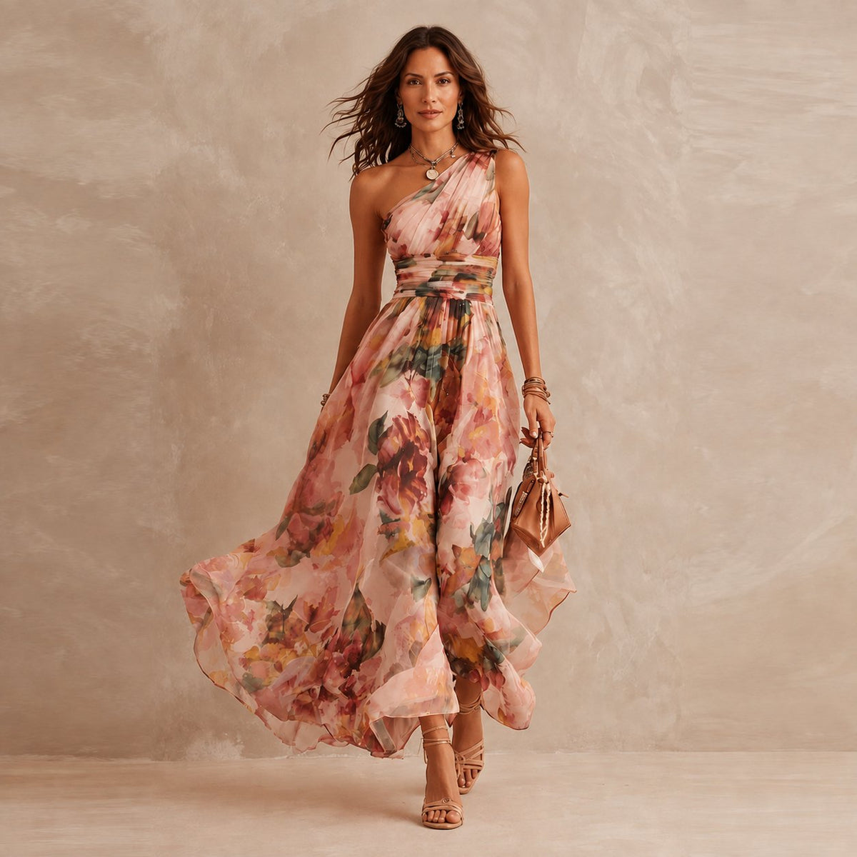 Sonya | Women's Floral One-Shoulder Maxi Dress