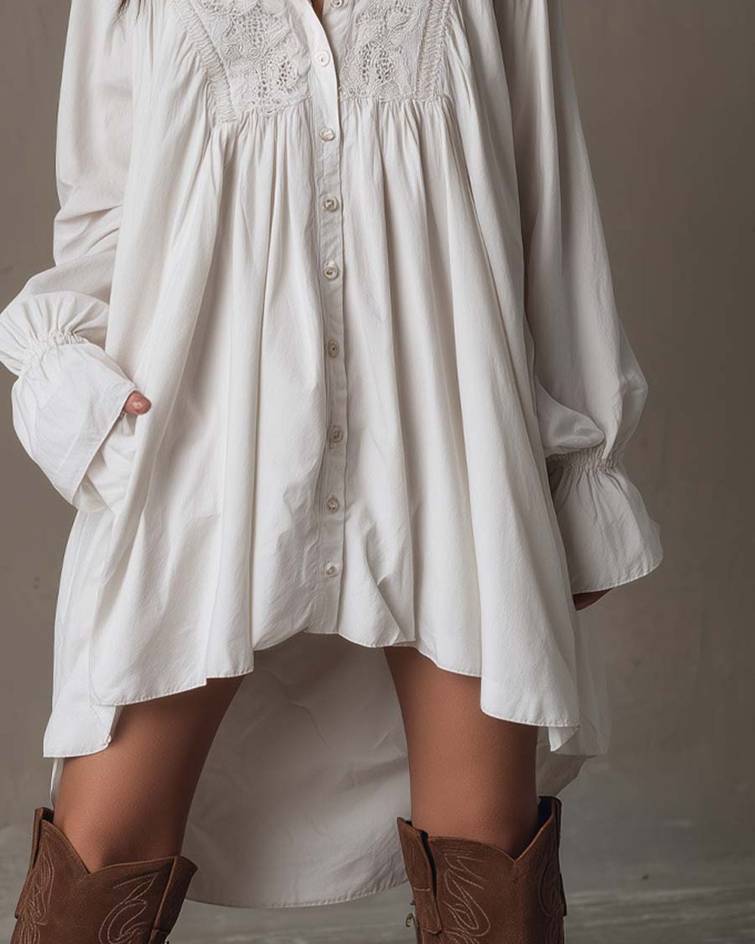 Dorina | Women's Lace Detail Shirt Mini Dress