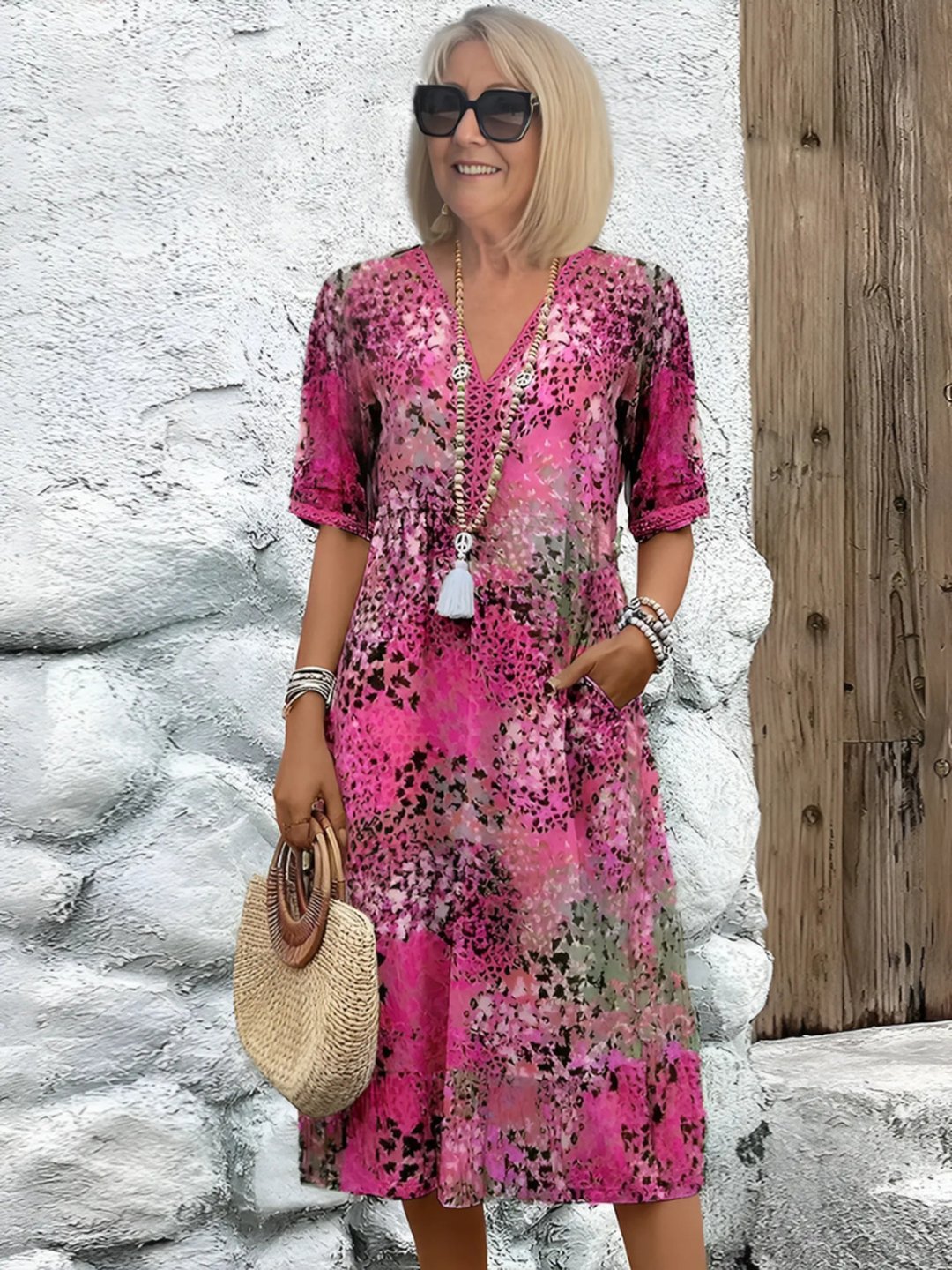 Gail | Women's Mid-Length Dress in Sandy Beige and 4 Colours