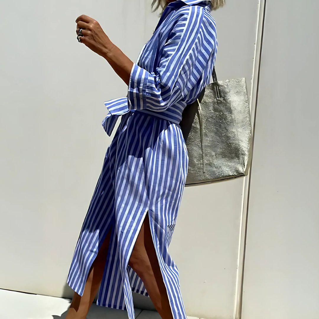 Tamsin | Women's Striped Button-Front Shirt Dress