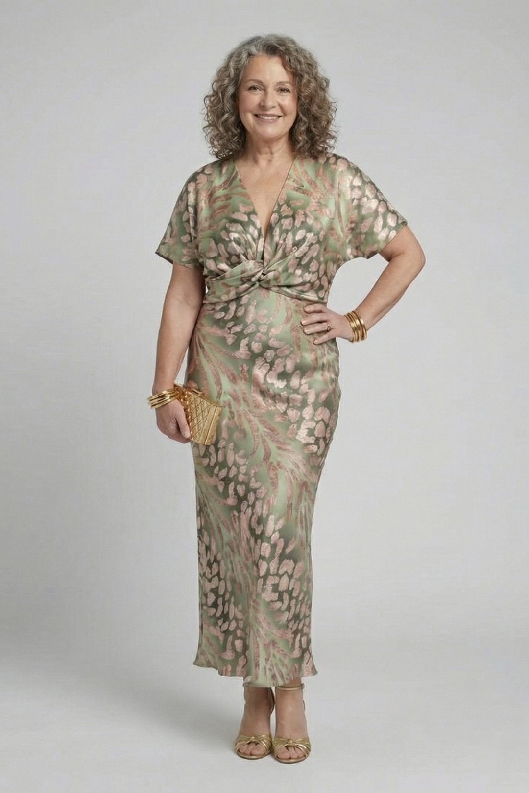 Taryn | Women's Twist-Waist Abstract Print Midi Dress