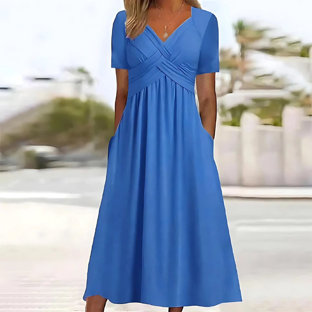 Verena | Women's Flattering Everyday Dress in Green and 4 Colours