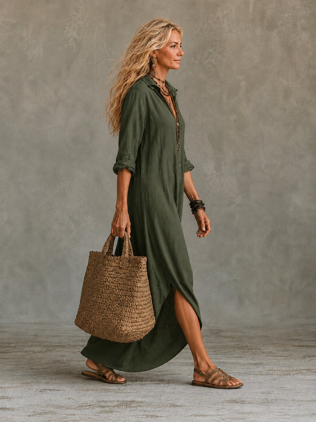 Carmela | Women's Button-Down Maxi Shirt Dress