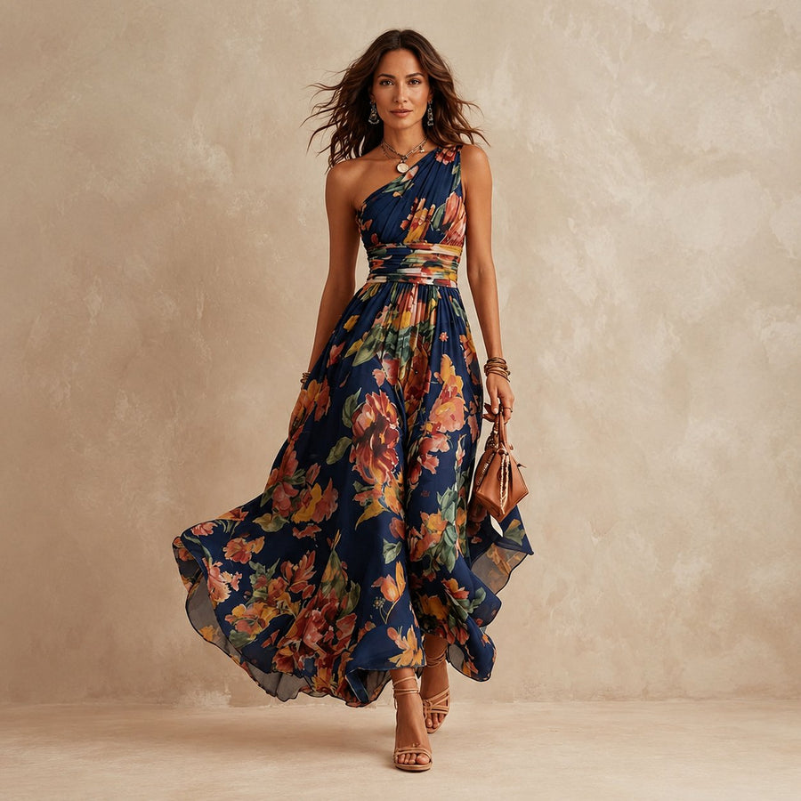 Sonya | Women's Floral One-Shoulder Maxi Dress