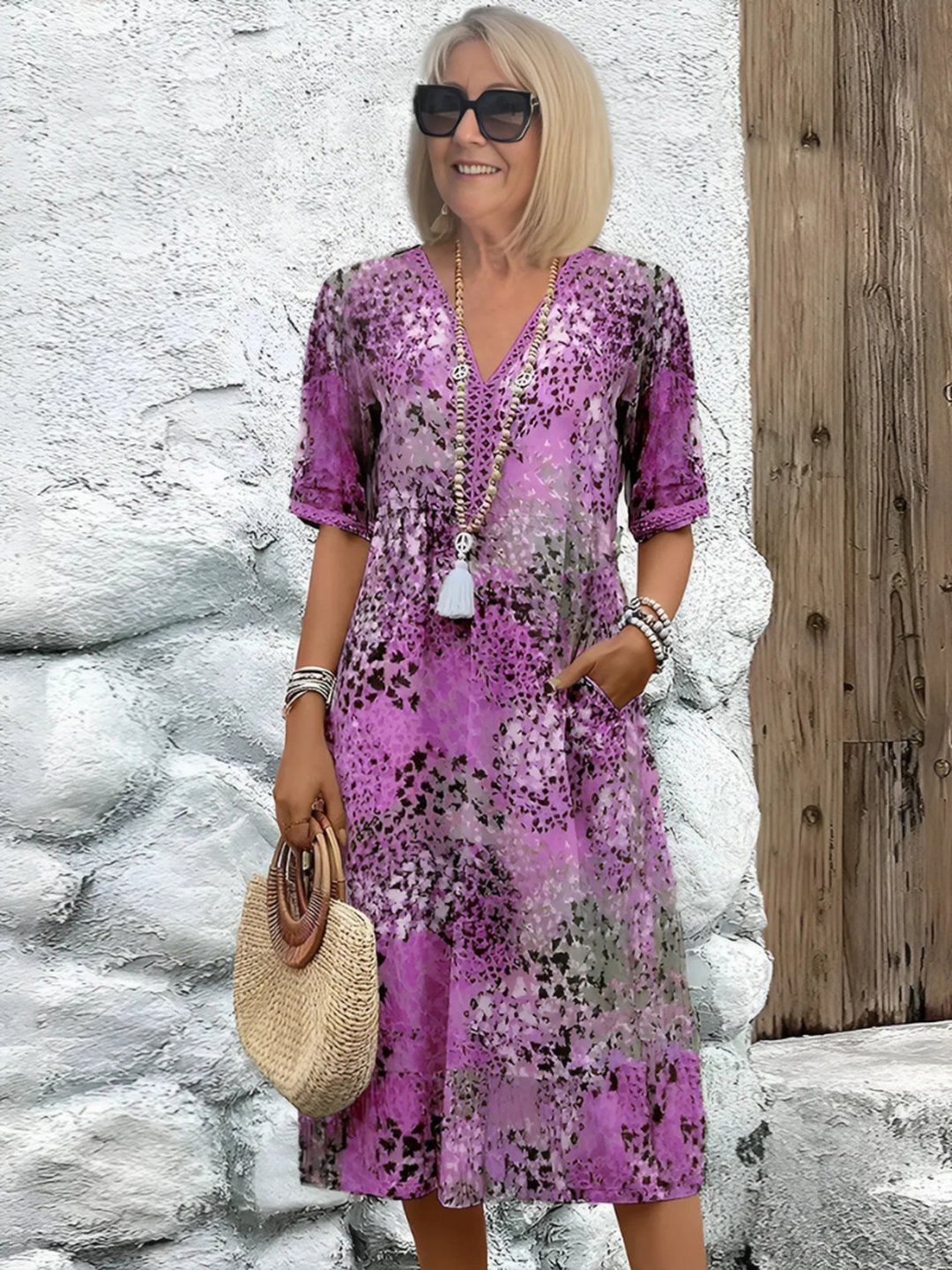 Gail | Women's Mid-Length Dress in Sandy Beige and 4 Colours