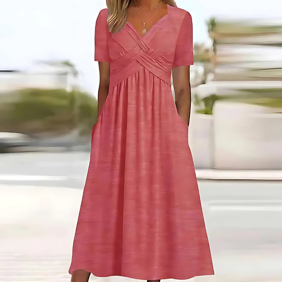 Verena | Women's Flattering Everyday Dress in Green and 4 Colours