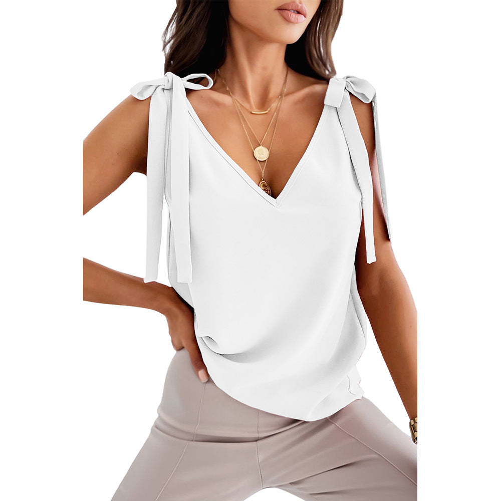 Freya Bennett | Women's Bow Tie-Up V-Neck Cami Top