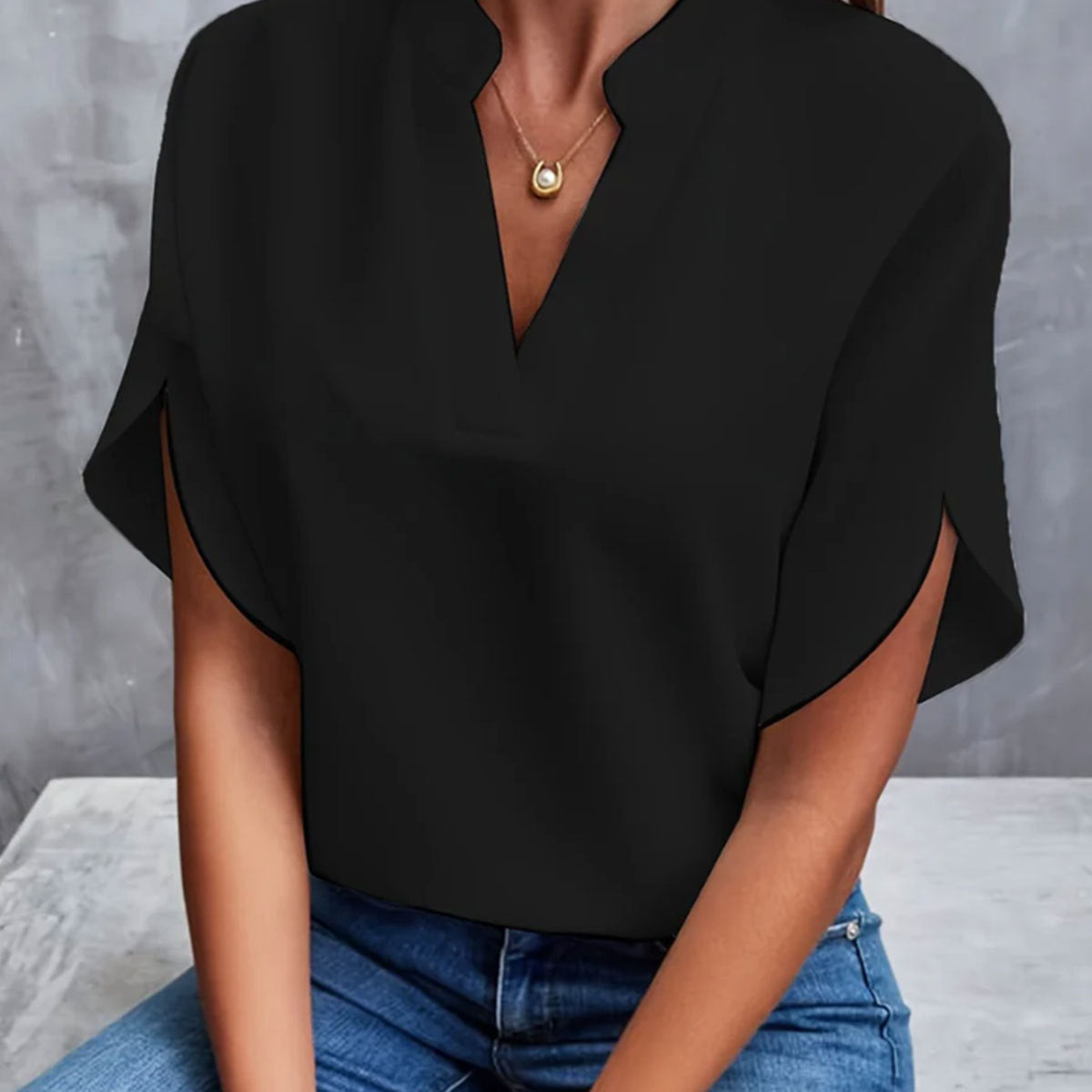 Lily Jones | Women's Flowing Chiffon V-Neck Blouse