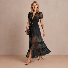 Richelle | Women's Sheer Lace Maxi Dress