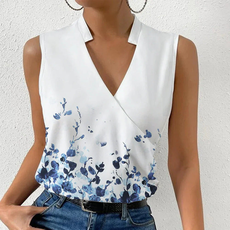 Isabelle Harris | Women's Printed V-Neck Sleeveless Blouse