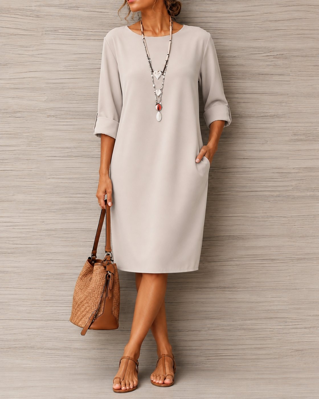 Rosette | Women's Ivory Flowing Midi Dress in 8 Colours