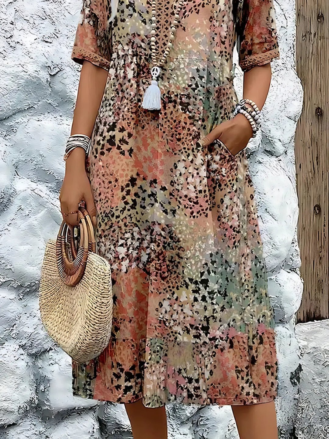 Gail | Women's Mid-Length Dress in Sandy Beige and 4 Colours
