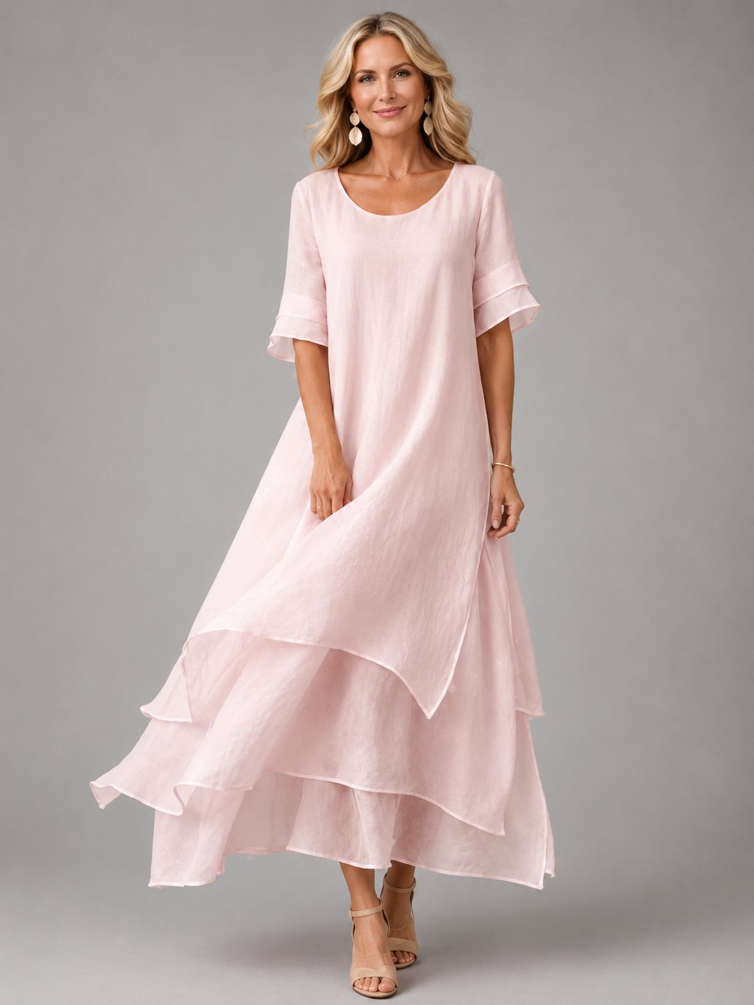 Peggy | Women's Blush Flowing Maxi Dress in 5 Colours