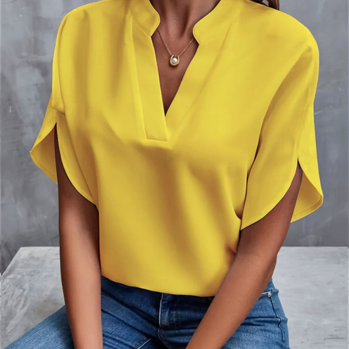 Lily Jones | Women's Flowing Chiffon V-Neck Blouse