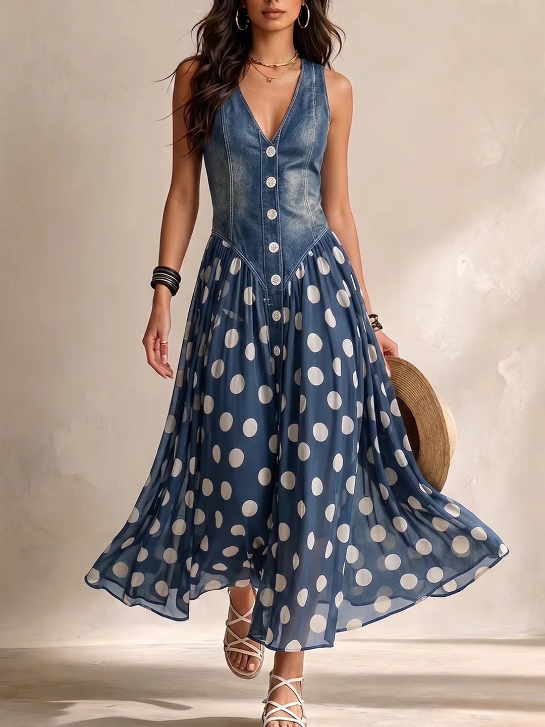 Liliane | Women's Cobalt Everyday Dress in Blue, Black and Grey