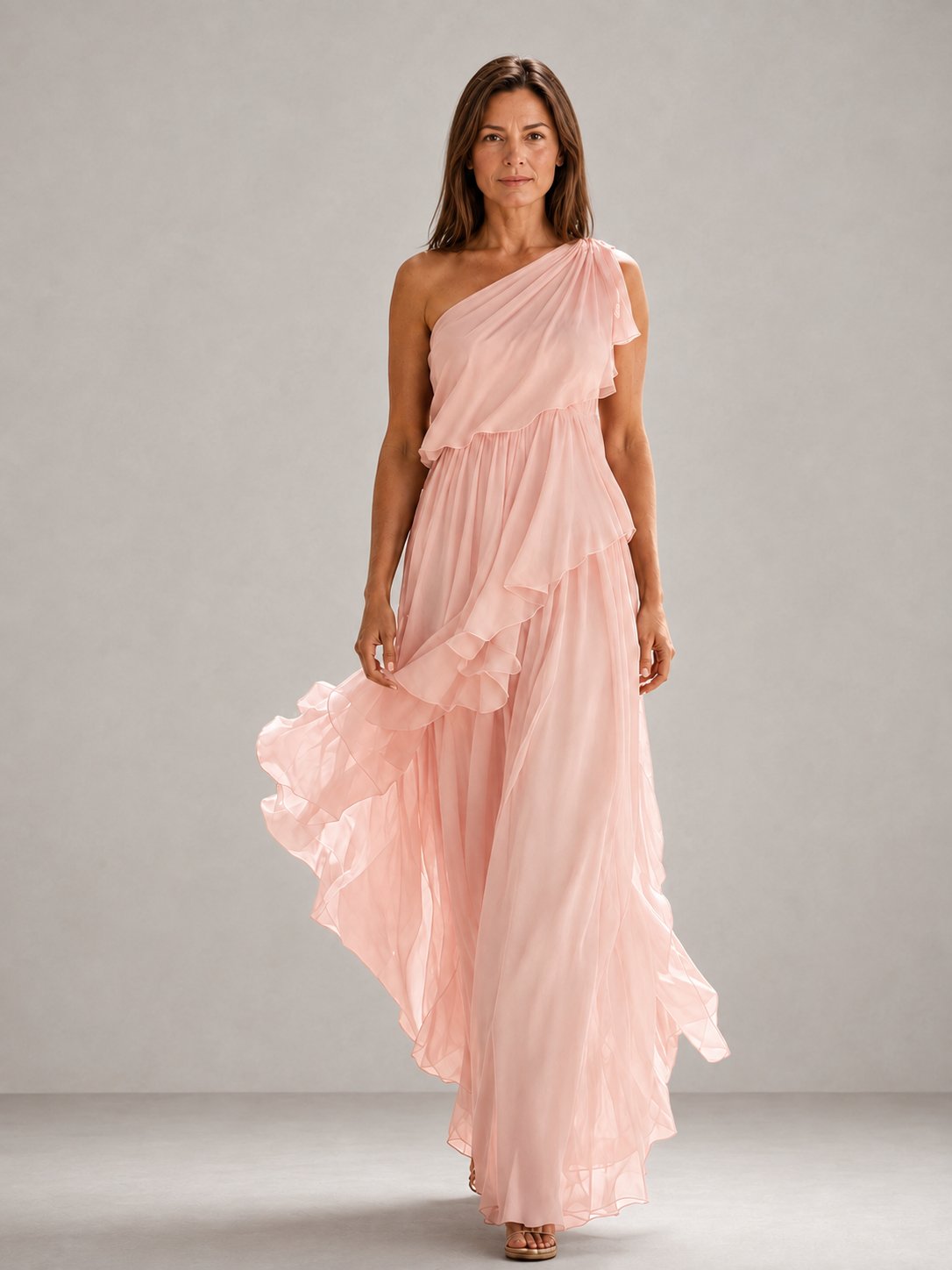 Charleen | Women's Maxi Dress in White, Blue and Pink