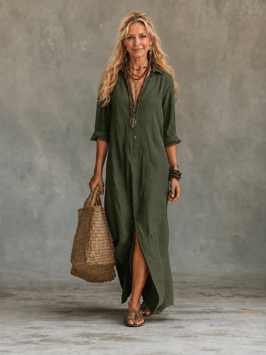 Carmela | Women's Button-Down Maxi Shirt Dress