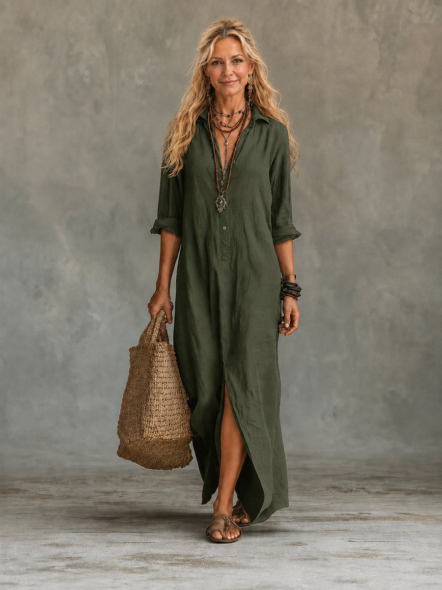 Carmela | Women's Button-Down Maxi Shirt Dress