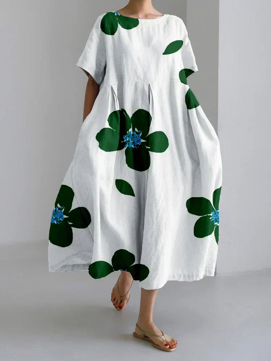 Lilia | Women's Emerald Floral Midi Dress