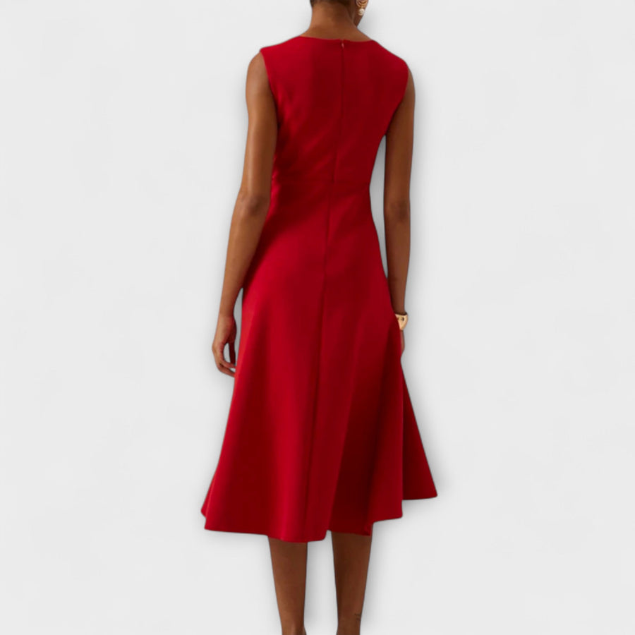 Célestine | Christmas Party Dress, Waist Bow Flounce Midi