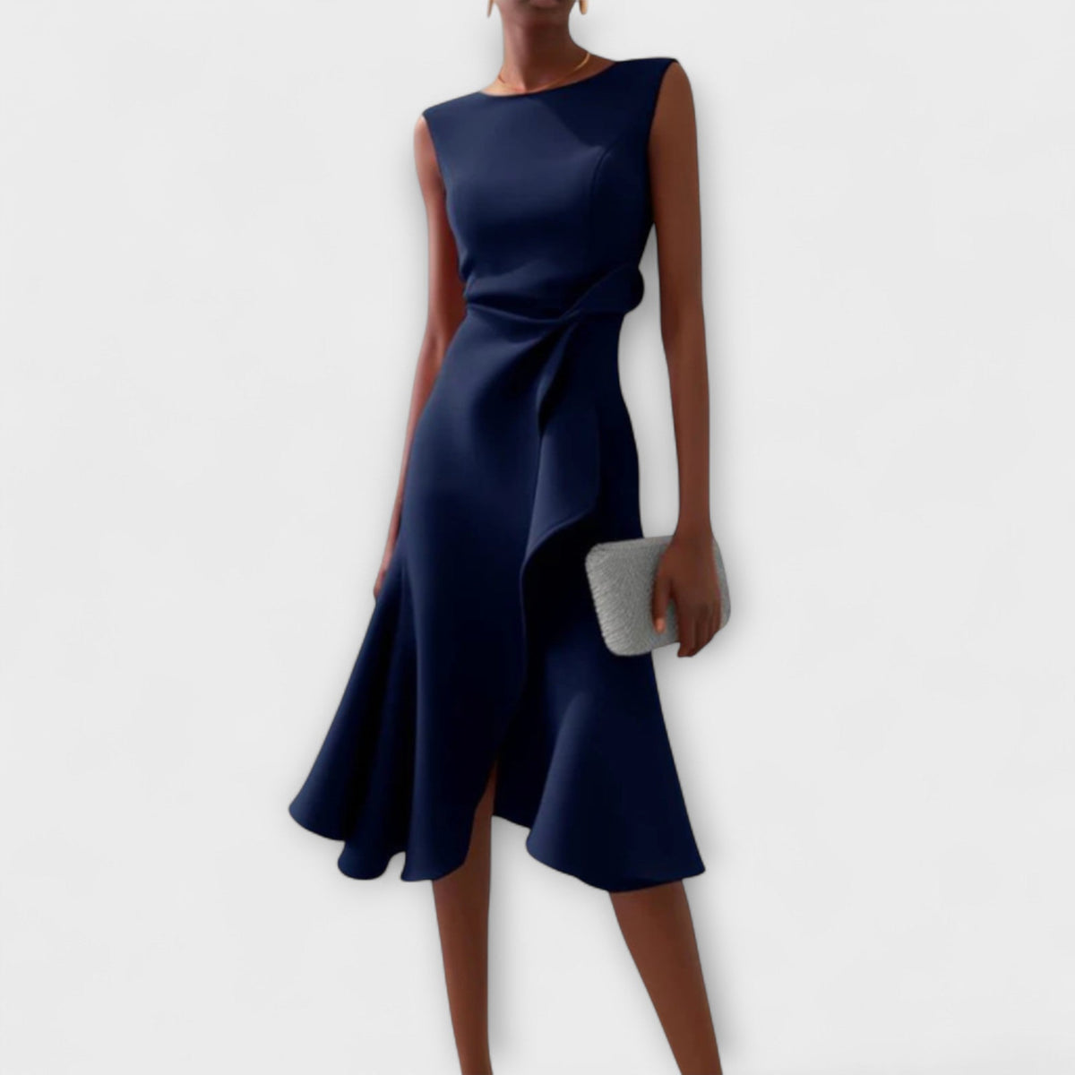 Célestine | Christmas Party Dress, Waist Bow Flounce Midi