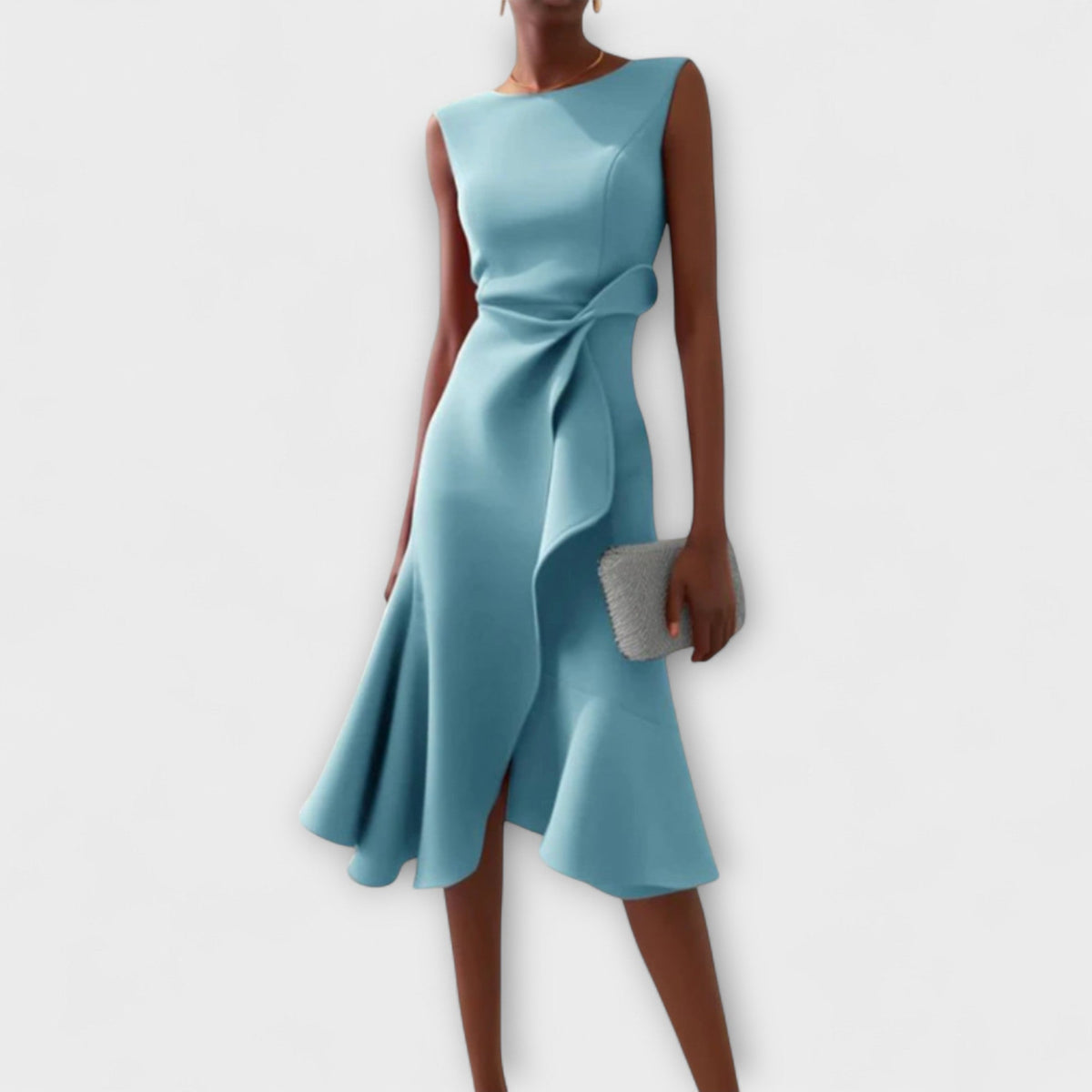 Célestine | Christmas Party Dress, Waist Bow Flounce Midi