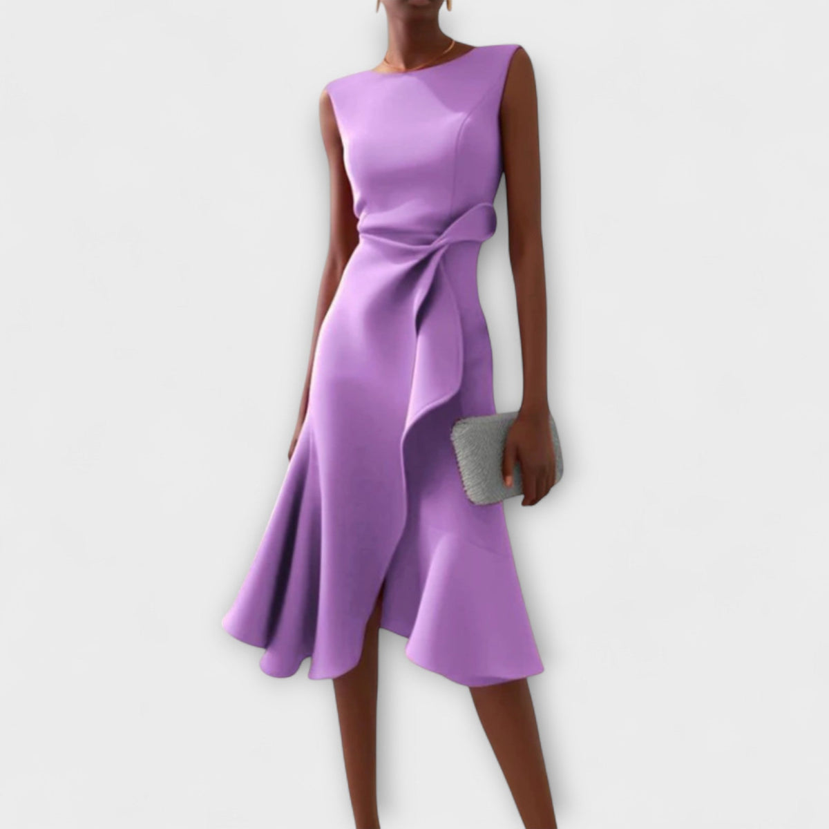 Célestine | Christmas Party Dress, Waist Bow Flounce Midi