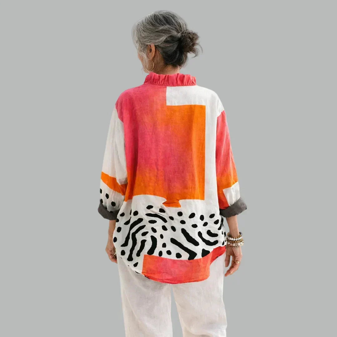 Fiona | Women's Print Ruffle Relaxed Fit Blouse