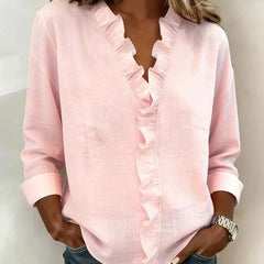 Antonia | Women's Ruffle V-Neck Long Sleeve Blouse